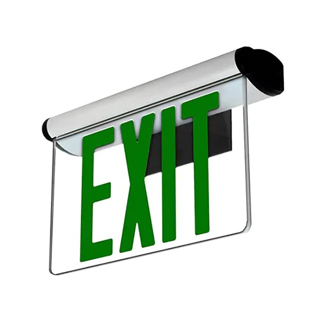 Aluminum Green LED Exit Sign with Mirror Backing