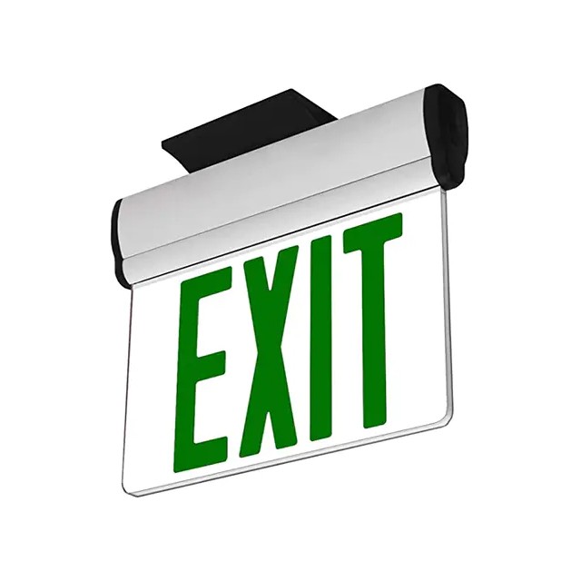 Aluminum Green LED Exit Sign with Mirror Backing