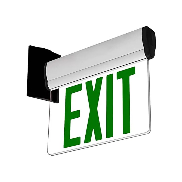Aluminum Green LED Exit Sign with Mirror Backing