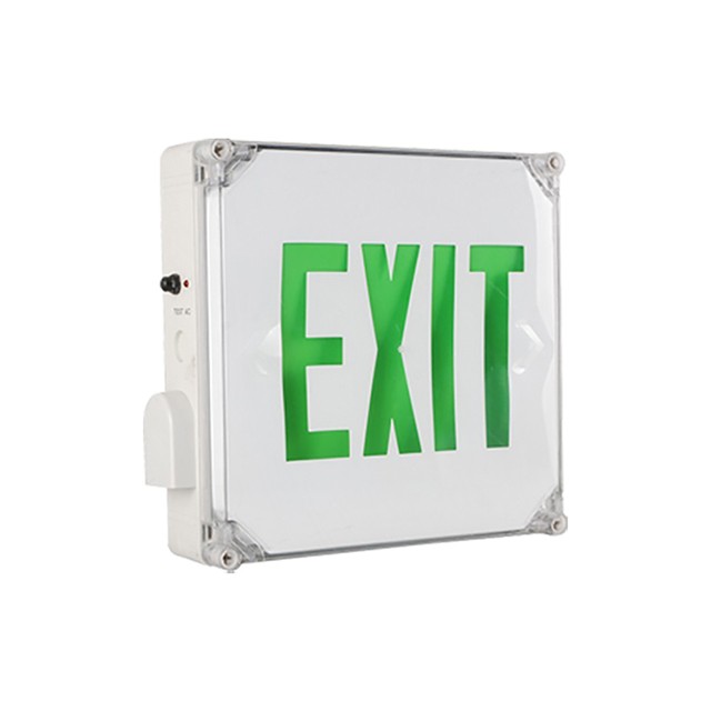 Outdoor Waterproof LED Exit Sign (WET location, Green Letters)