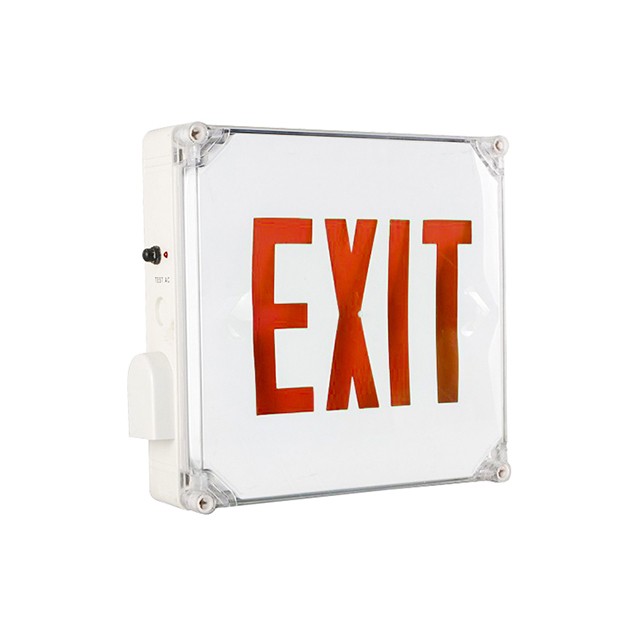 Outdoor Waterproof LED Exit Sign (WET location, Red Letters)