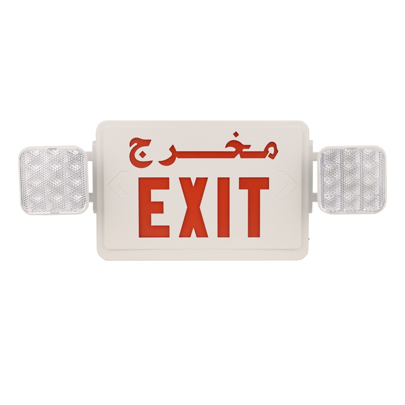 LED Combo EMERGENCY EXIT SIGN with LED Heads (Red Letters)