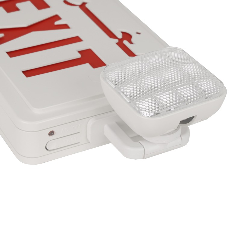 LED Combo EMERGENCY EXIT SIGN with LED Heads (Red Letters)